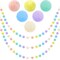 Jishi 3pk Pastel Pom Pom Garland Hanging Easter Decorations Indoor Home Decor for Living Room Wall Classroom Christmas Tree, Cute Rainbow Colorful Felt Ball Garland Baby Shower Birthday Party Supplies